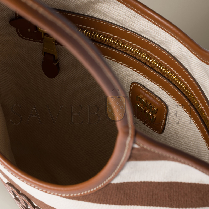 MIU MIU IVY CANVAS AND LEATHER BAG 5BG231 (40*35cm) MIU MIU IVY CANVAS AND LEATHER BAG 5BG231 (40*35cm)